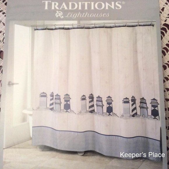 Lighthouse Shower Curtain Fabric Nautical Shabby Chic New 72/"x72/" Beach House